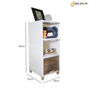 3 Units Foldable Plastic Cabinet for Storage Wardrobe with Transparent Door for Clothes Kitchen Storage Cupboard for Multipurpose use Rack for Storage Cabinet, Box Modular Drawer (3 Tier)