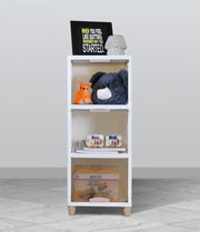 3 Units Foldable Plastic Cabinet for Storage Wardrobe with Transparent Door for Clothes Kitchen Storage Cupboard for Multipurpose use Rack for Storage Cabinet, Box Modular Drawer (3 Tier)