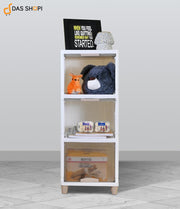 3 Units Foldable Plastic Cabinet for Storage Wardrobe with Transparent Door for Clothes Kitchen Storage Cupboard for Multipurpose use Rack for Storage Cabinet, Box Modular Drawer (3 Tier)