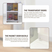 3 Units Foldable Plastic Cabinet for Storage Wardrobe with Transparent Door for Clothes Kitchen Storage Cupboard for Multipurpose use Rack for Storage Cabinet, Box Modular Drawer (3 Tier)