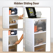 3 Units Foldable Plastic Cabinet for Storage Wardrobe with Transparent Door for Clothes Kitchen Storage Cupboard for Multipurpose use Rack for Storage Cabinet, Box Modular Drawer (3 Tier)