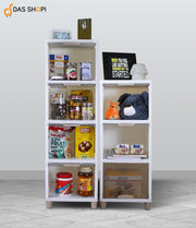 3 Units Foldable Plastic Cabinet for Storage Wardrobe with Transparent Door for Clothes Kitchen Storage Cupboard for Multipurpose use Rack for Storage Cabinet, Box Modular Drawer (3 Tier)